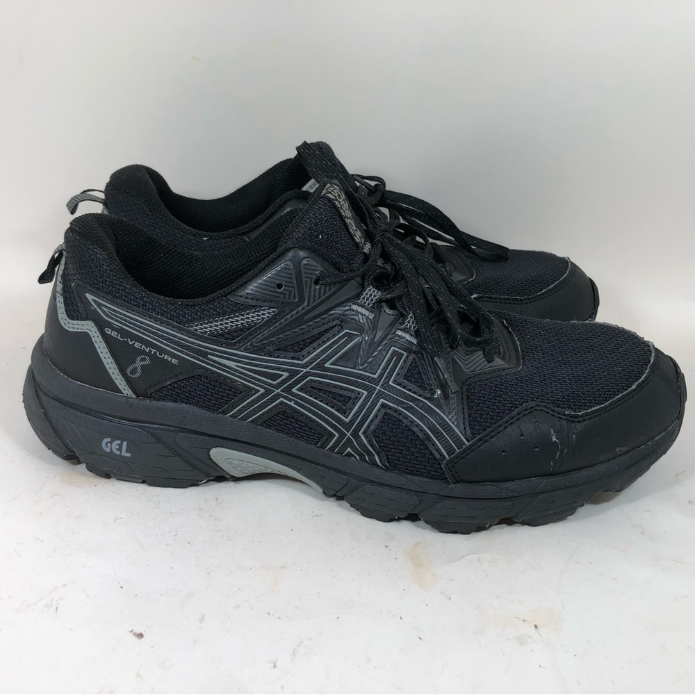 Asics Gel-Venture 8 Black Grey Extra Wide Trail Running Sz 10.5 Shoes